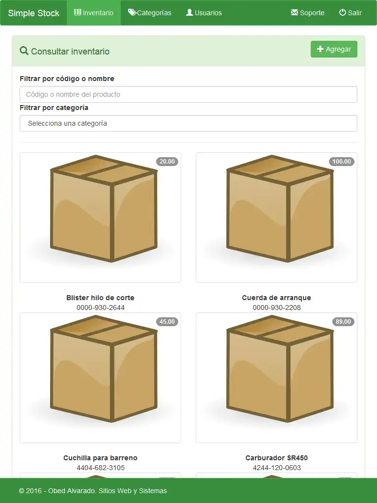 Mag-download ng web tool o web app Sistema de Inventario Simple sa PHP