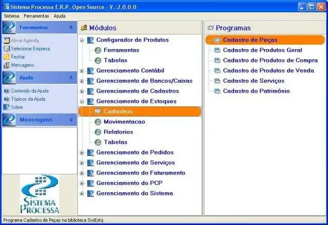 웹 도구 또는 웹 앱 다운로드 Sistema Processa ERP 오픈 소스