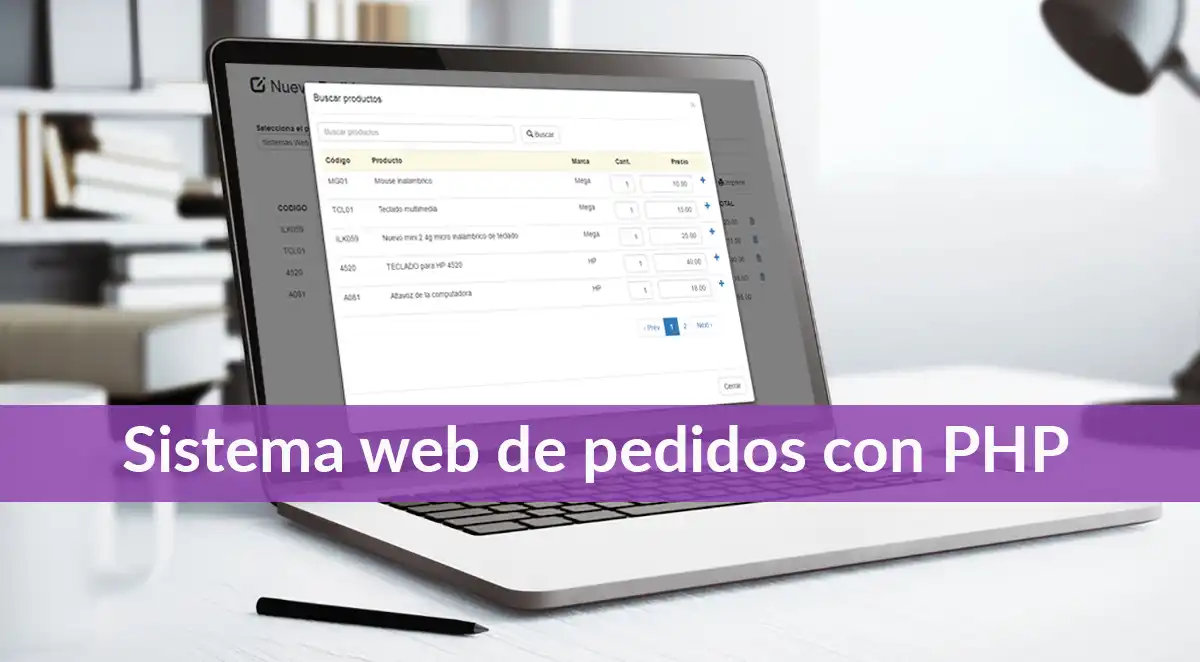Download web tool or web app Sistema web de pedidos con PHP
