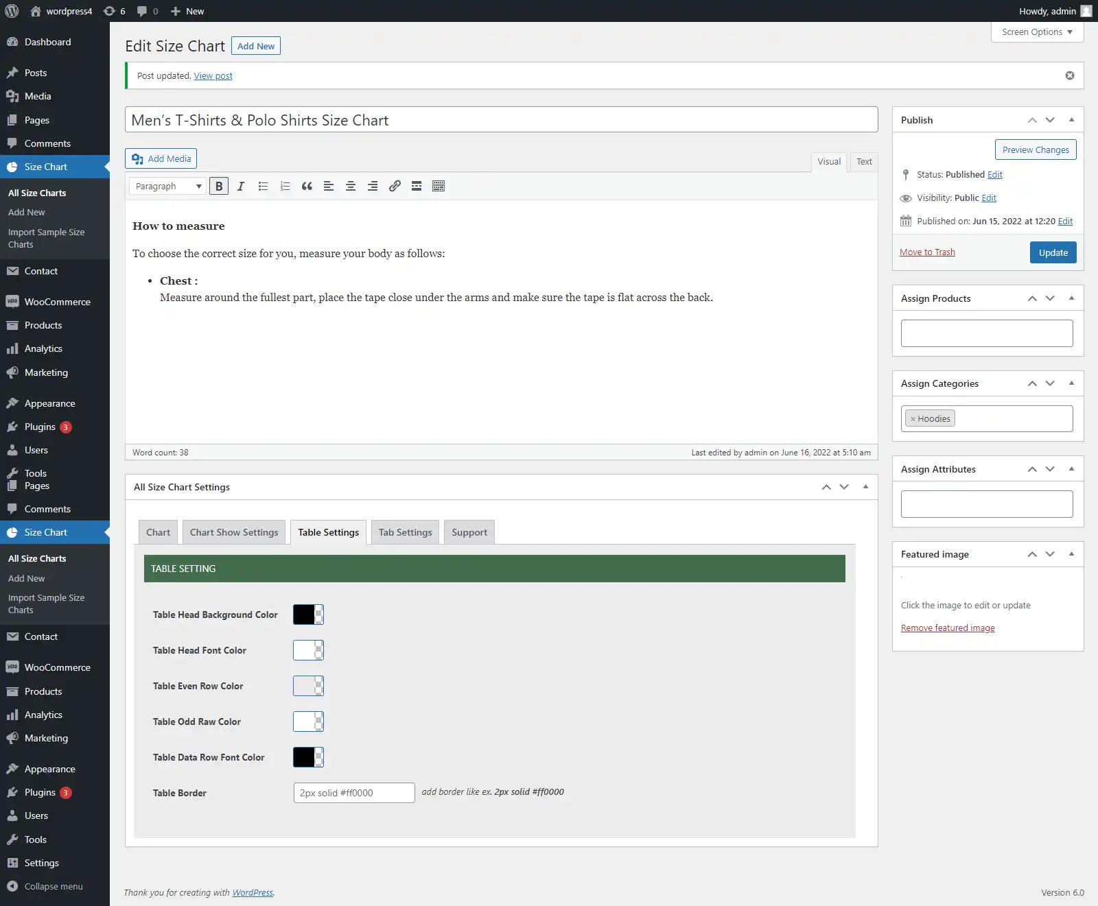 Mag-download ng web tool o web app Size Chart Product Para sa WooCommerce