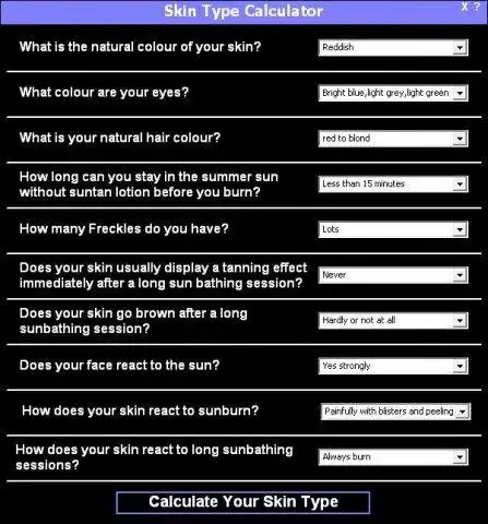 ابزار وب یا برنامه وب Skin Type Calculator را دانلود کنید