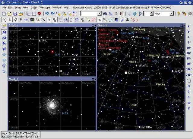 Laden Sie das Web-Tool oder die Web-App Sky Chart / Cartes du Ciel herunter, um es online unter Linux auszuführen