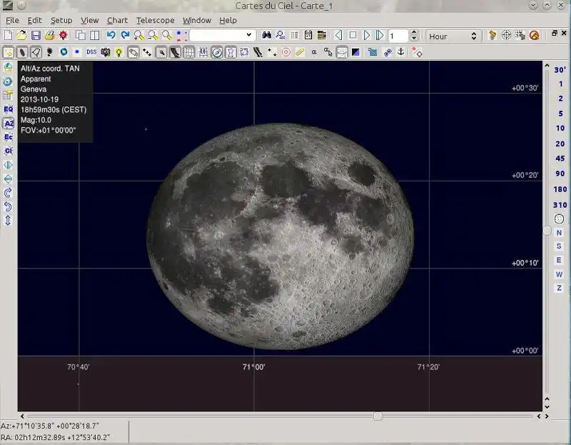 Laden Sie das Web-Tool oder die Web-App Sky Chart / Cartes du Ciel herunter, um es online unter Linux auszuführen