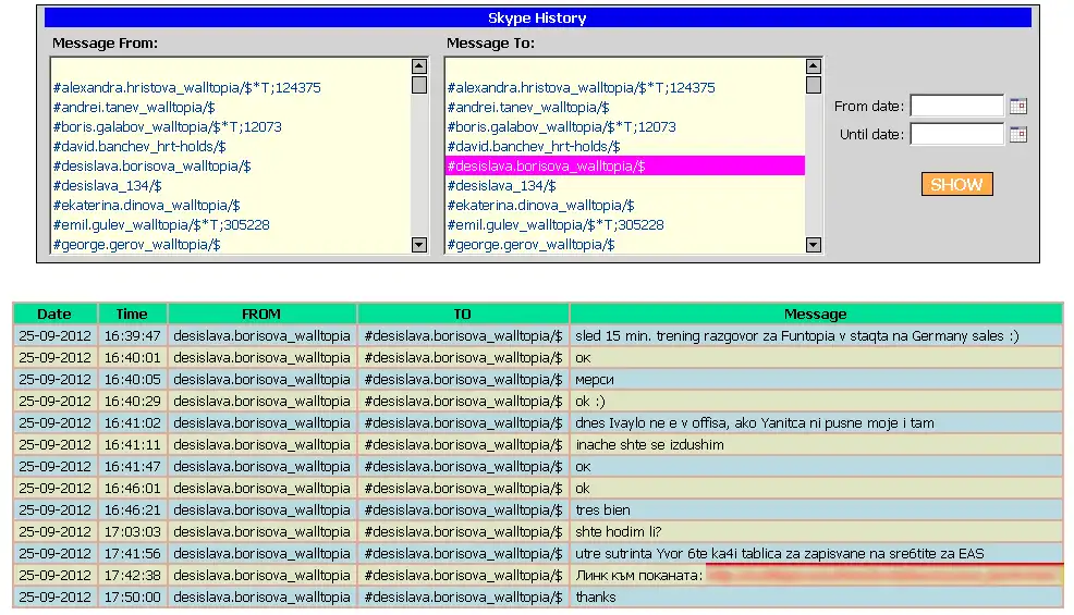 Download web tool or web app SkypeLog