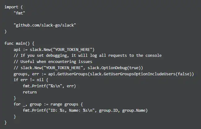Download web tool or web app Slack API in Go