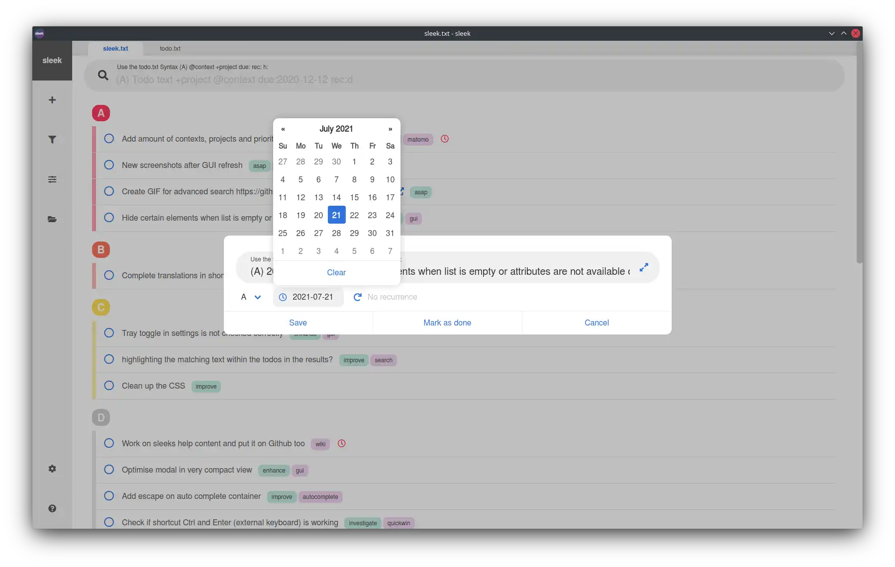 ওয়েব টুল বা ওয়েব অ্যাপ মসৃণ ডাউনলোড করুন - open-source todo.txt ম্যানেজার