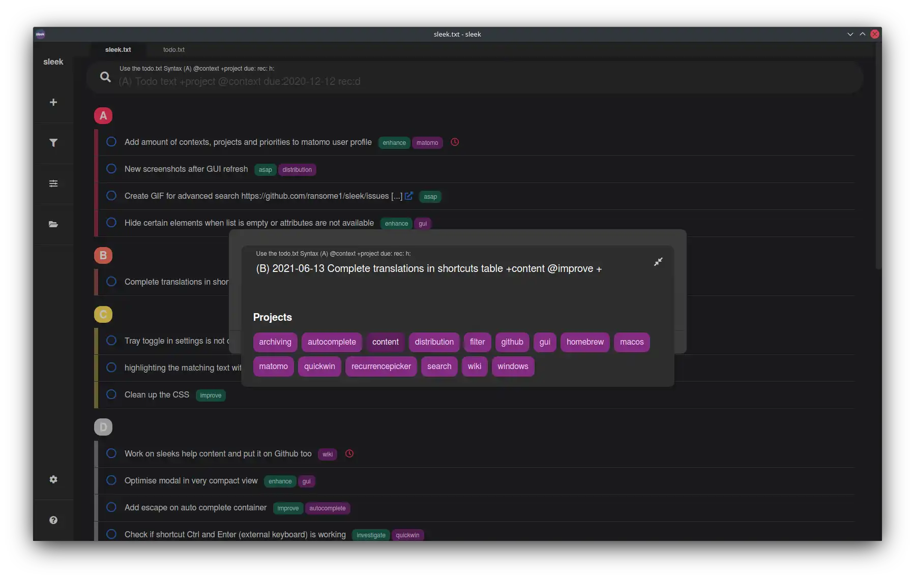 Muat turun alat web atau apl web yang anggun - Apl Todo.txt