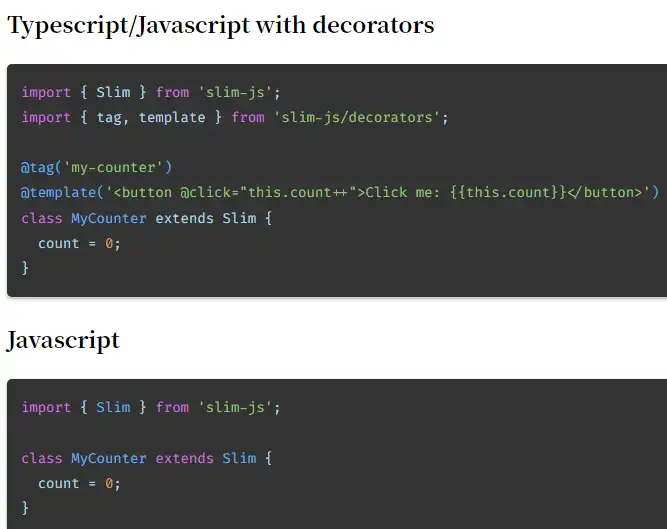 قم بتنزيل أداة الويب أو تطبيق الويب slim.js