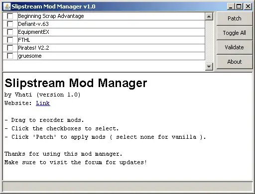 Download web tool or web app Slipstream Mod Manager to run in Windows online over Linux online