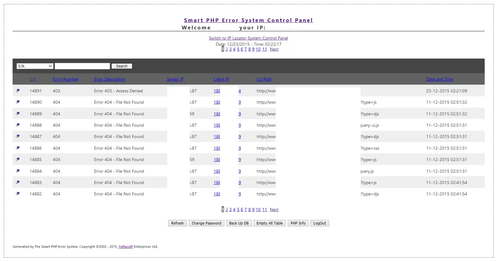 Download web tool or web app Smart PHP Error Reporting System