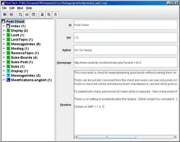 Download webtool of webapp SMF Mod Creator