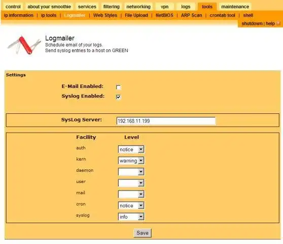 Download web tool or web app Smoothwall Logs Mailer