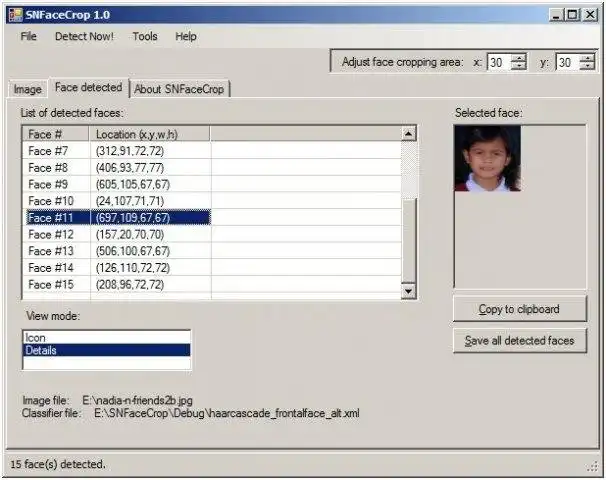 Download web tool or web app SNFaceCrop, face detection and cropping 