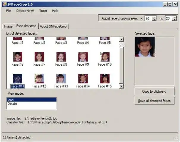 Download web tool or web app SNFaceCrop, face detection and cropping 