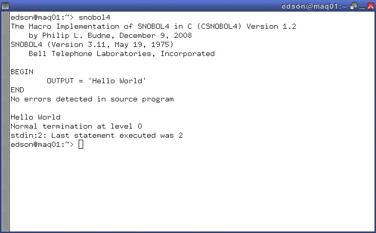 Descargue la herramienta web o la aplicación web SNOBOL4 Programming Language