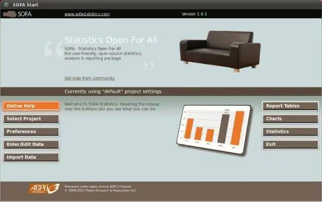 Baixe a ferramenta da web ou o aplicativo da web SOFA Statistics