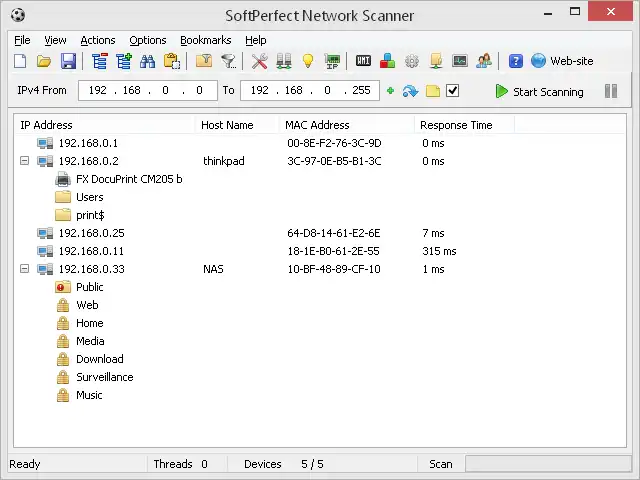 Web ツールまたは Web アプリをダウンロード SoftPerfect Network Scanner Portable