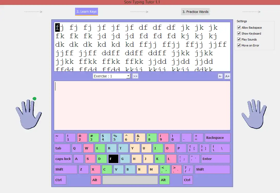 قم بتنزيل أداة الويب أو تطبيق الويب Soni Typing-Tutor