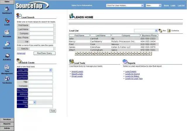 Download web tool or web app SourceTap CRM