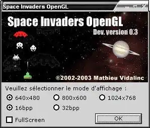 Download webtool of web-app Space Invaders OpenGL om online in Windows online via Linux te draaien