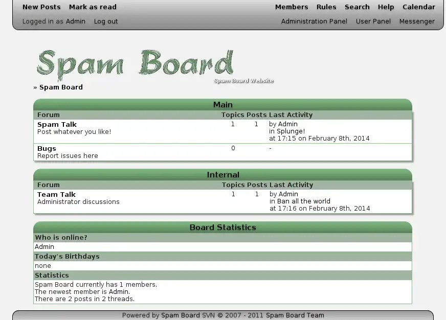 Download web tool or web app Spam Board