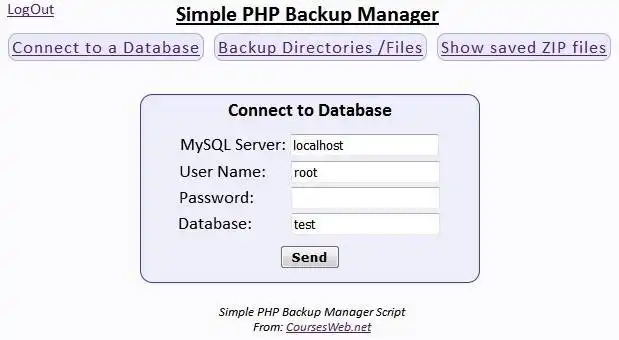 Download web tool or web app sPBM - Simple PHP Backup Manager