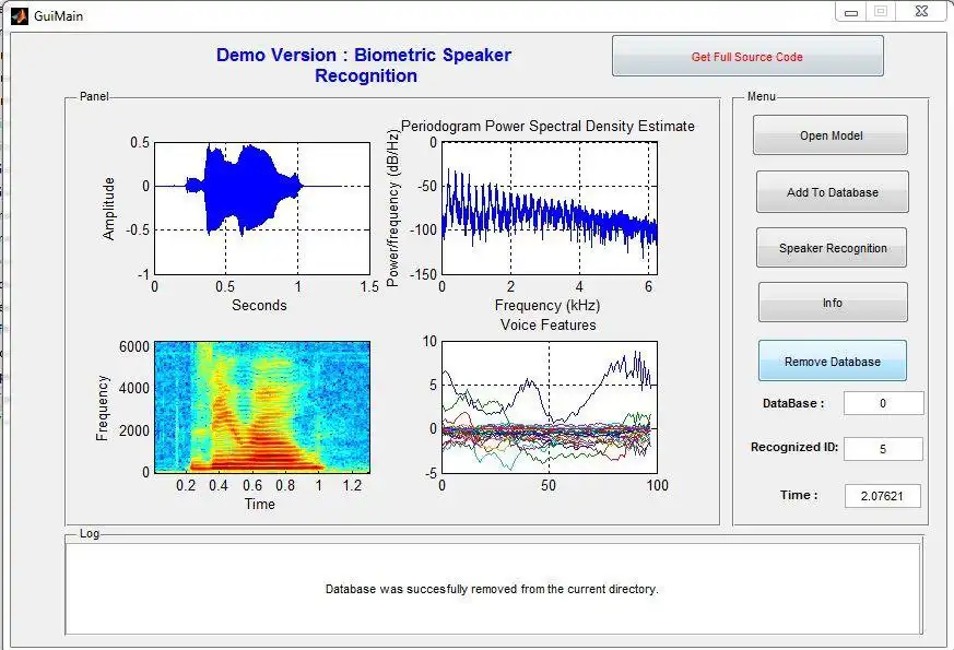 Scarica lo strumento Web o l'app Web Sistema di riconoscimento degli altoparlanti Codice Matlab