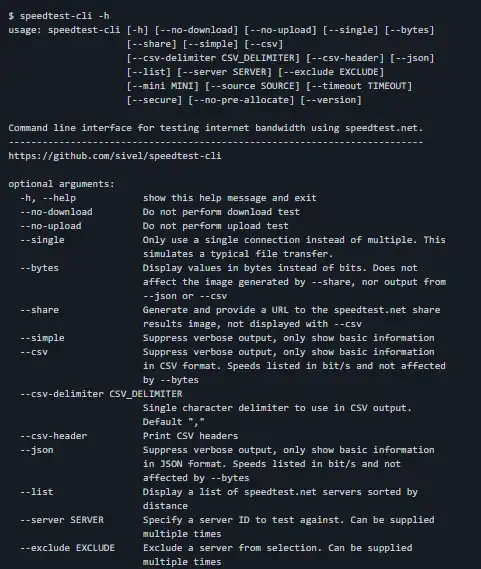 قم بتنزيل أداة الويب أو تطبيق الويب speedtest-cli