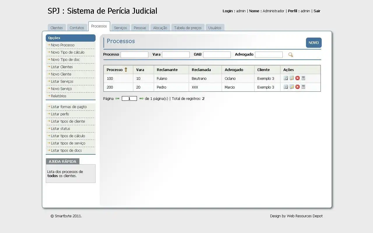 Загрузите веб-инструмент или веб-приложение SPJ - Sist. Perícia Judicial