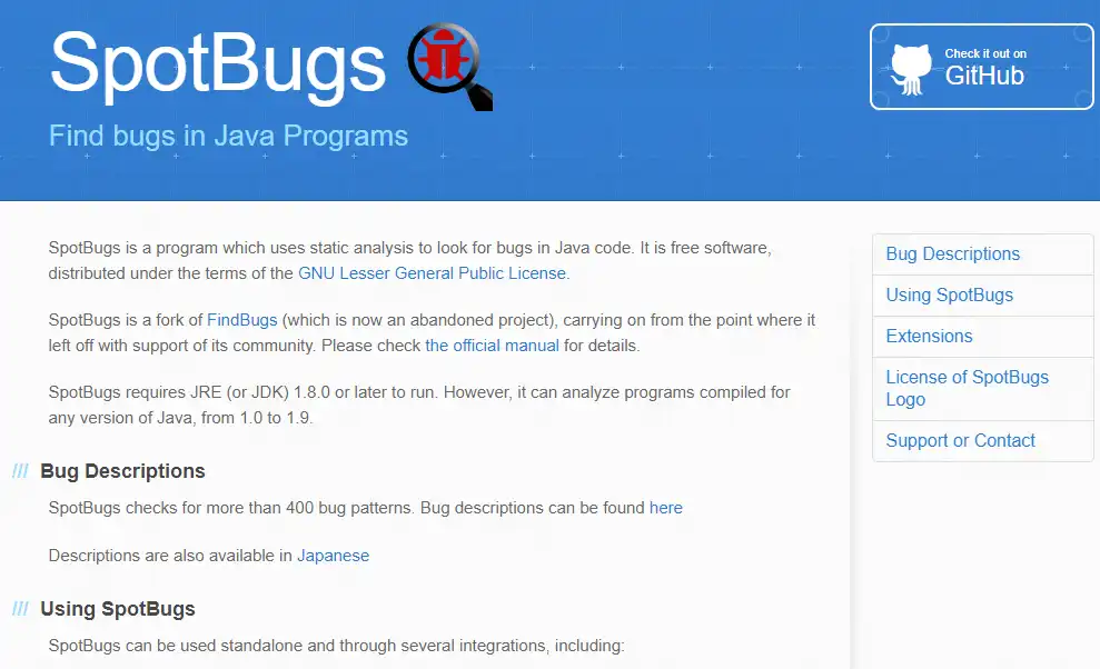 Mag-download ng web tool o web app na SpotBugs