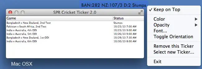 Download web tool or web app SPR Cricket Ticker to run in Linux online
