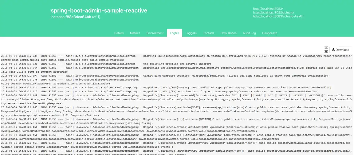 웹 도구 또는 웹 앱 Spring Boot Admin 다운로드