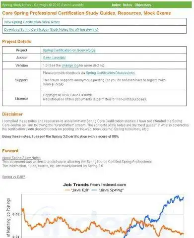 Téléchargez l'outil Web ou l'application Web Spring Certification Study Notes