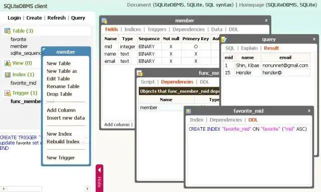 Descargue la herramienta web o la aplicación web SQLiteDBMS