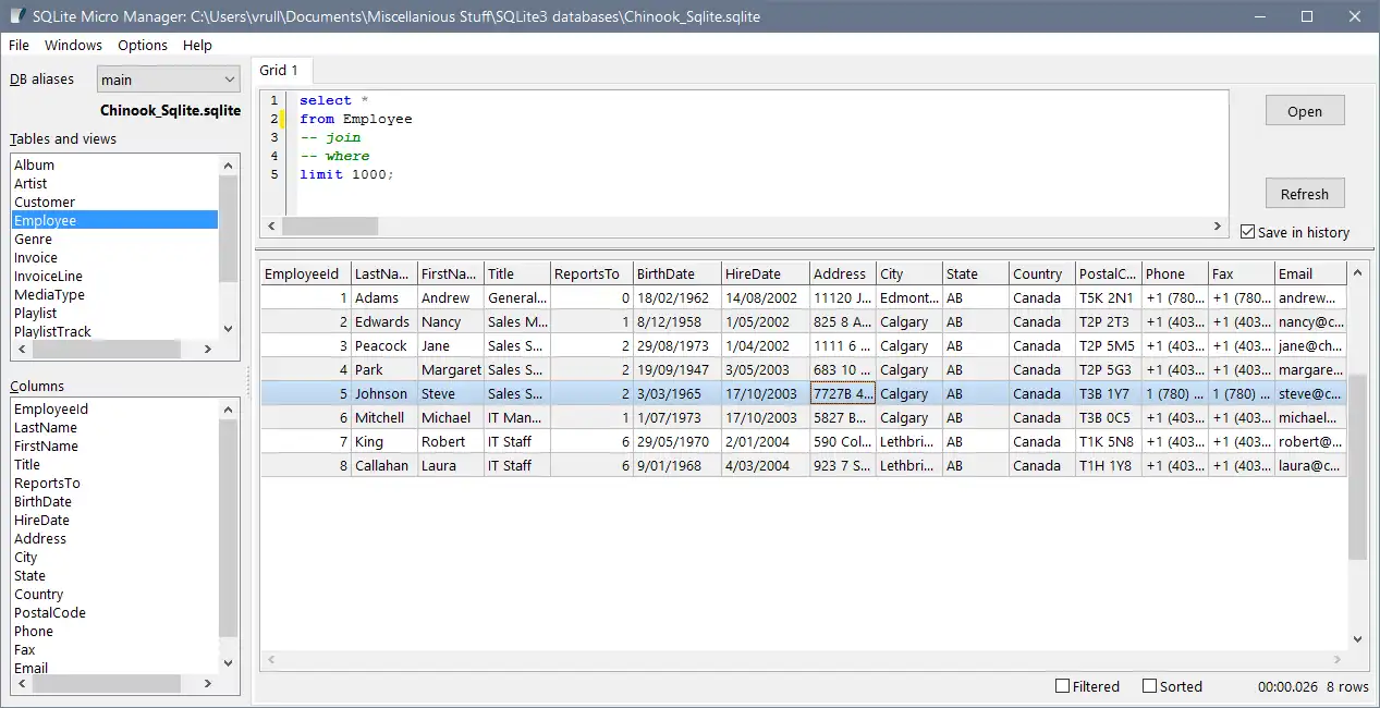 Scarica lo strumento Web o l'app Web SQLite Micro Manager