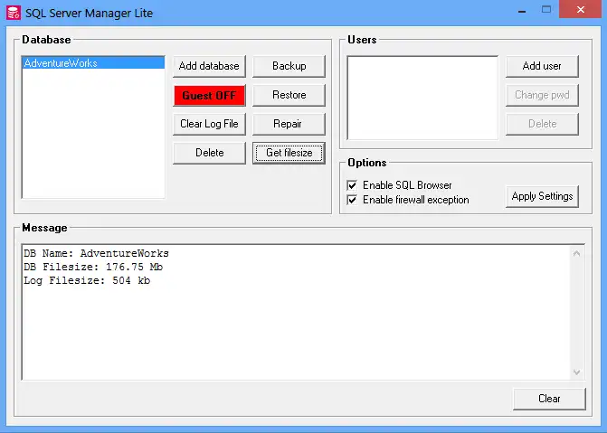 Download web tool or web app SQL Server Manager Lite