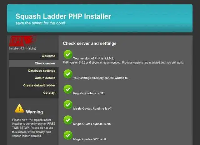 Mag-download ng web tool o web app squash ladder PHP para tumakbo sa Windows online sa Linux online