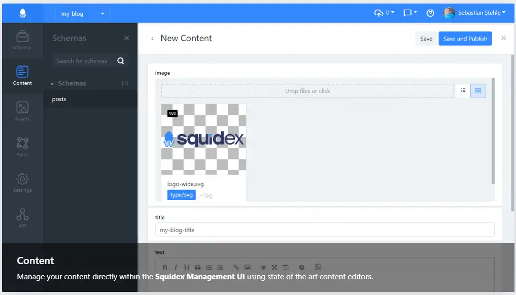 Завантажте веб-інструмент або веб-програму Squidex