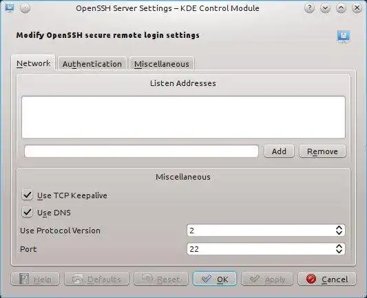 Pobierz narzędzie internetowe lub aplikację internetową SSH Server Configurator (kcm_sshd)