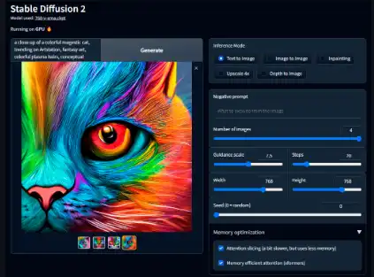 Download web tool or web app Stable Diffusion v 2.1 web UI