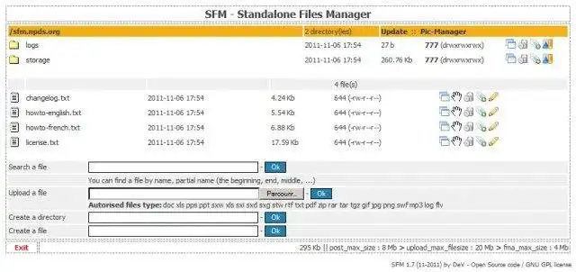 Download web tool or web app Standalone Files Manager - SFM