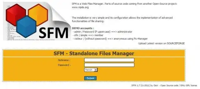 Descargue la herramienta web o la aplicación web Administrador de archivos independiente - SFM