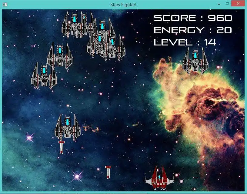 Téléchargez l'outil Web ou l'application Web Stars Fighter - un jeu 2D simple à exécuter sous Windows en ligne sur Linux en ligne