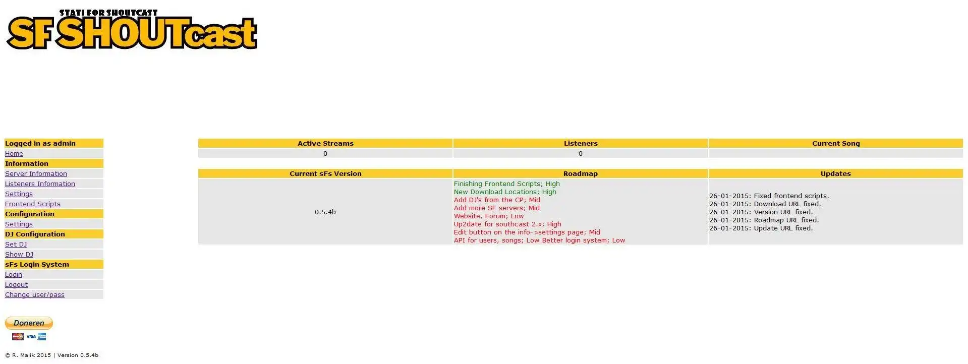 Download web tool or web app Stati for Shoutcast -> SCM