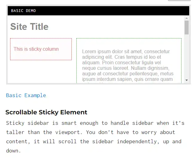 Download web tool or web app Sticky Sidebar