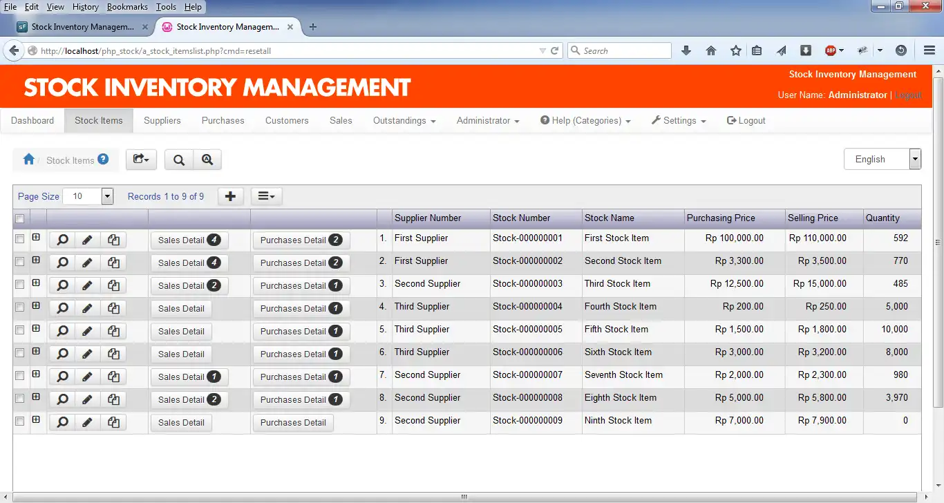 ดาวน์โหลดเครื่องมือเว็บหรือเว็บแอพ Stock Inventory Management