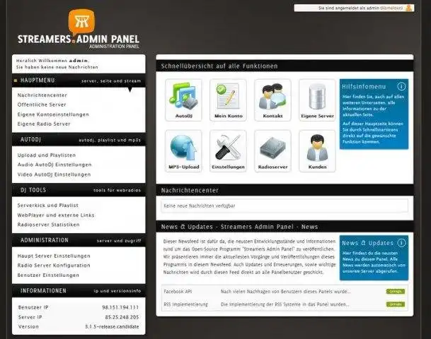 Download web tool or web app Streamers Admin Panel