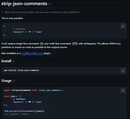 下载 Web 工具或 Web 应用程序 strip-json-comments