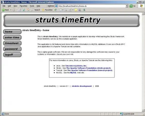 Download web tool or web app Struts Time Entry