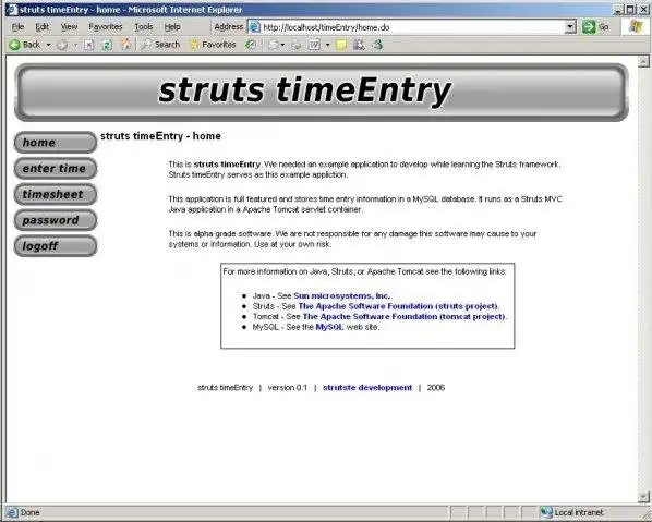 Tải xuống công cụ web hoặc ứng dụng web Struts Time Entry